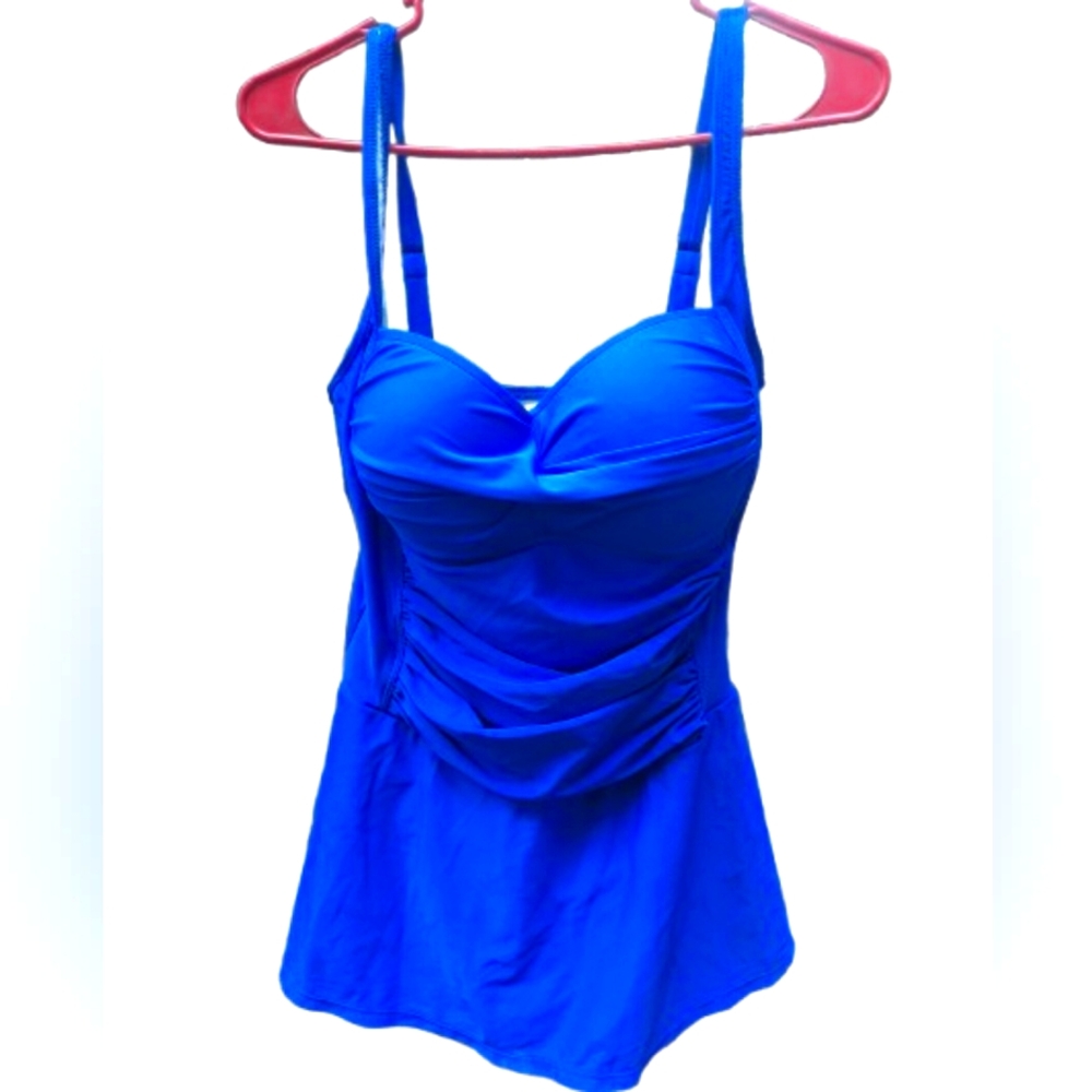 New H2OH Colours Swimsuit Bathing Suit Swim Dress Royal Blue One Piece Large NWT
